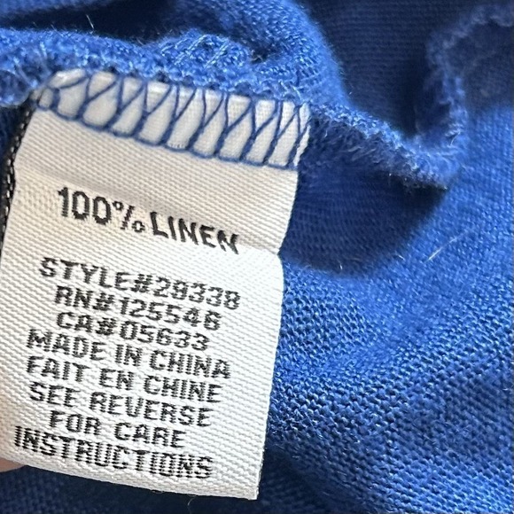 Habitat Linen Tunic Sz S Blue Lagenlook Lightweight Blouse Boatneck 3/4 Sleeves - Picture 8 of 13